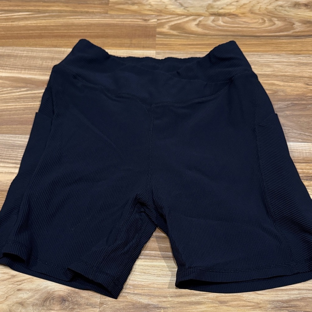 Black Women's Shorts Biker Textured Pockets Women Large